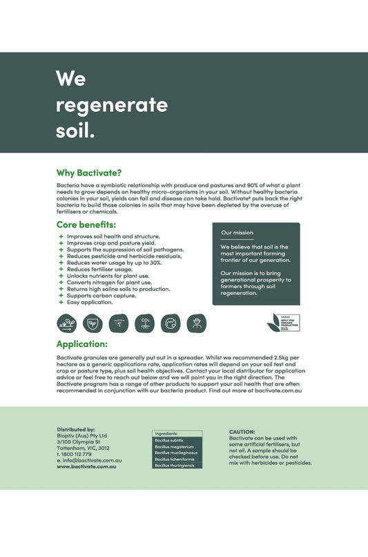 BACTIVATE 5 GRANULES - Soil Regeneration Australia