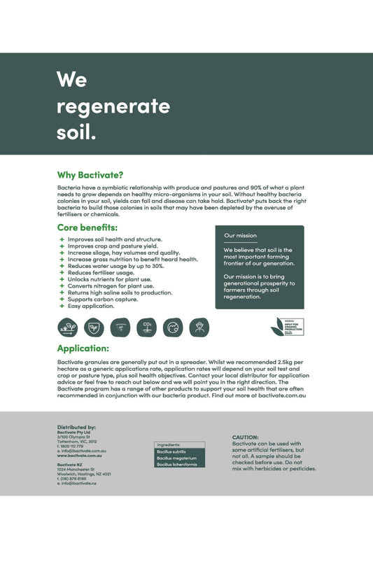 Bactivate 3 Granules - Soil Regeneration Australia